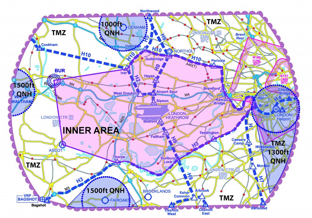 The inner and outer area of the new London CTR