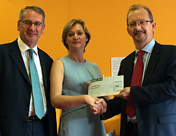 Mark Hoban and Richard Deakin with Lara Bull at the Rainbow Centre