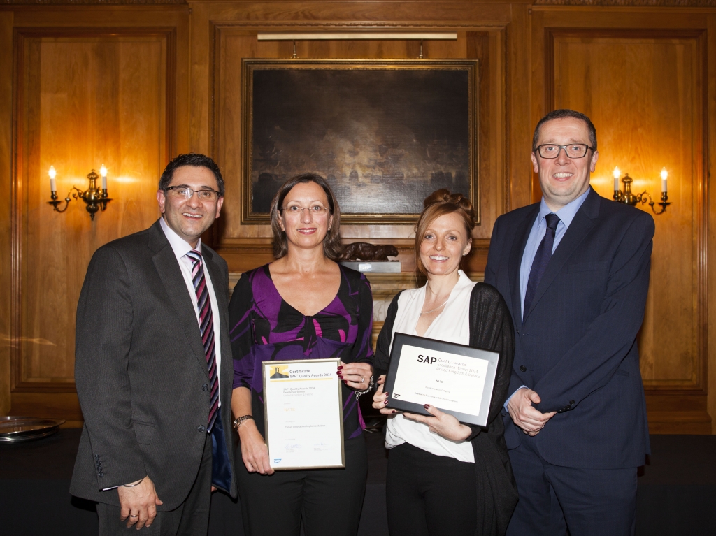 The award winning team from left to right: Shin Sawhney from Capgemini and Trish Griffiths, Marie Thomas and Jason Jarvis from NATS.