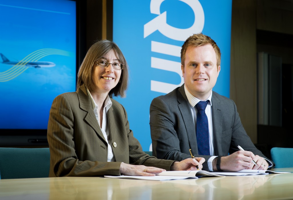 NATS Managing Director Services, Catherine Mason and Simon Galt, Qinetiq Procurement Director