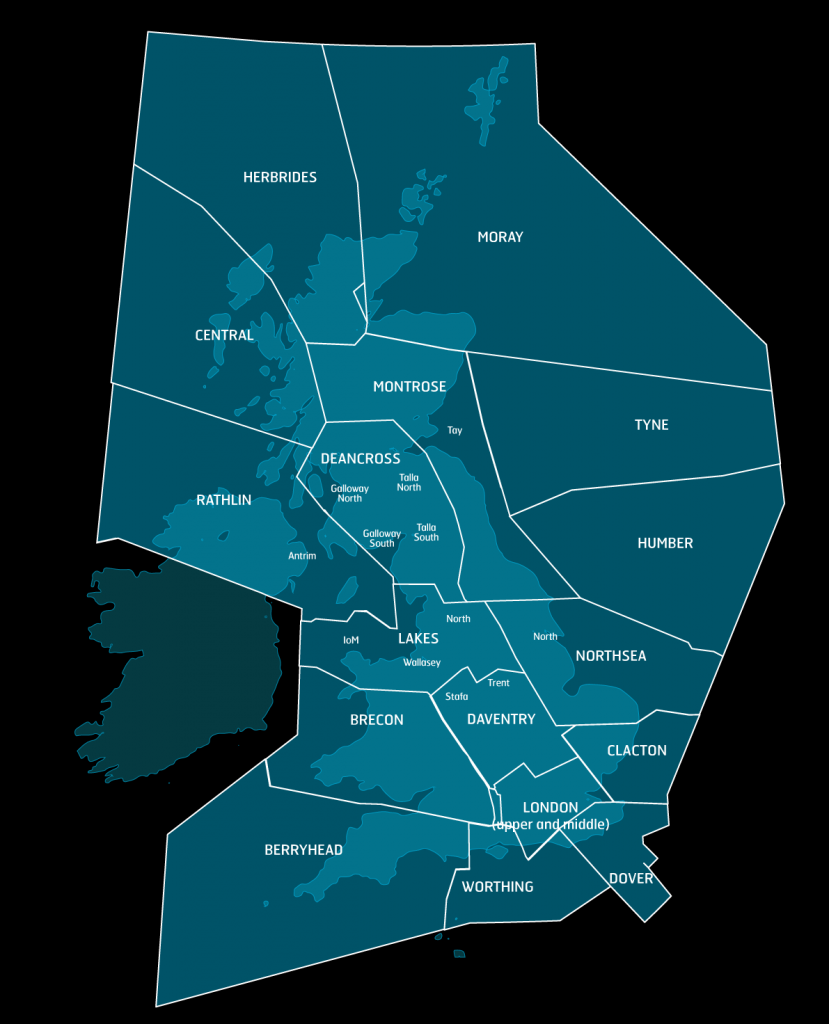 A high level Sector map of the UK